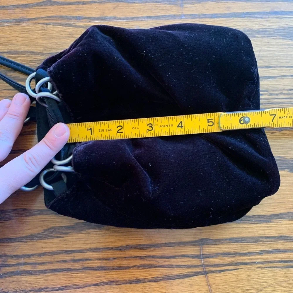 Nine West Velvet Drawstring Mini Backpack Purse‎ Black Whimsigoth Y2K Goth